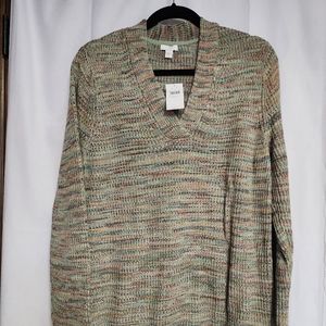 NWT JJill Variegated V neck Sweater sz Large